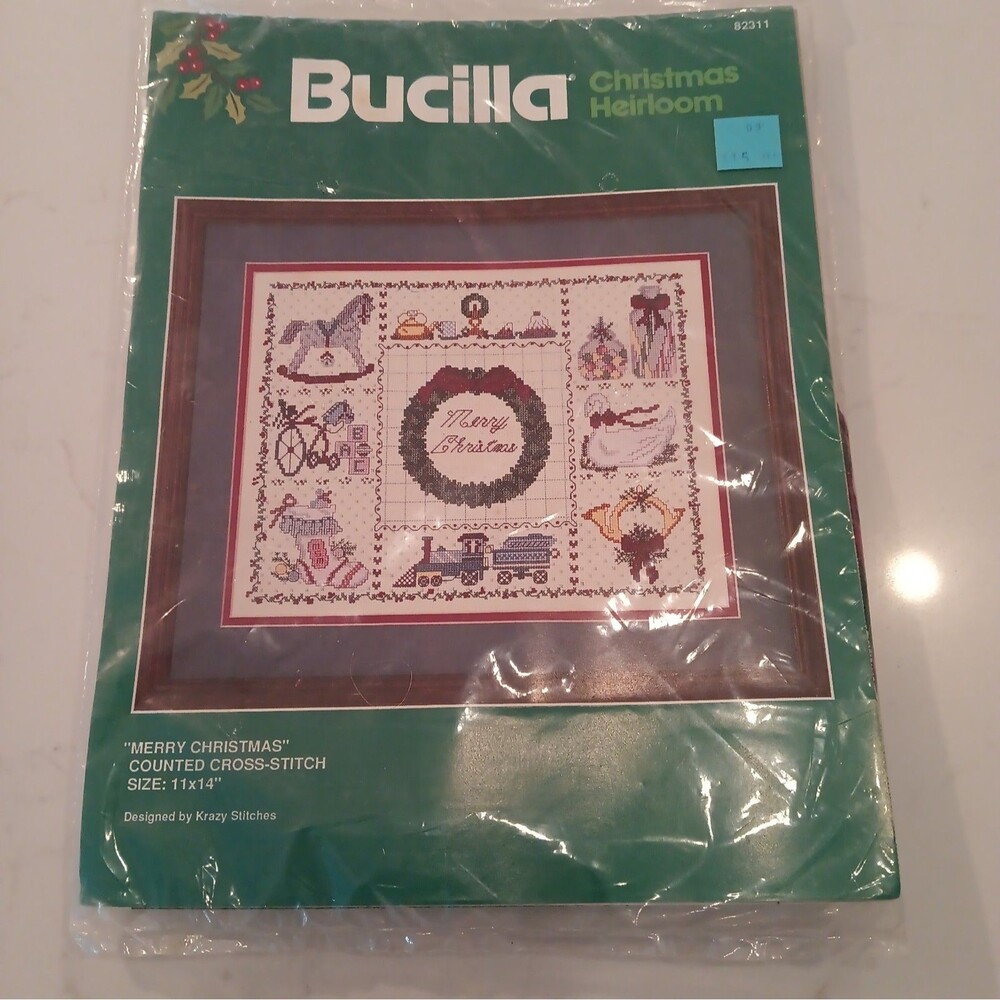 Vintage Bucilla Merry Christmas # 82311 Counted Cross Stitch Kit Sealed!